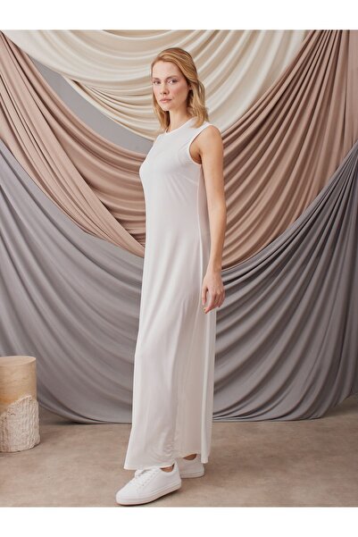 Femple Modest Ivory Colored Sleeveless Lingerie Dress - Sleeveless Dress Layer