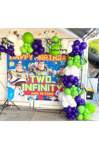LOTUS PARTY 100 Pieces Toy Story - Purple Green White Balloon Chain Set