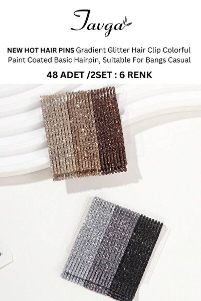 TAVGA 48'li Set New Hot Hair Pins Simli Parlak Tel Toka Saç Tokası