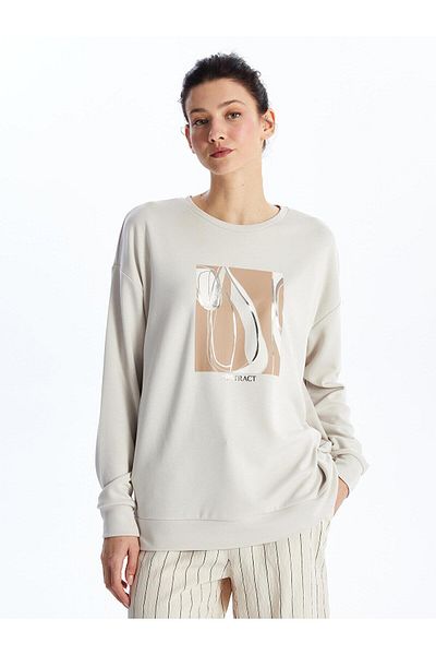 LC Waikiki LCWAIKIKI Hanorac oversize pentru damă cu gât crew - imprimat