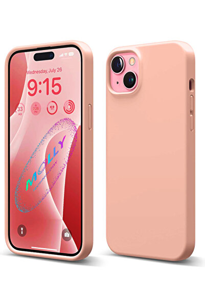 Molly iPhone 13 MİNİ İçin Kum Pembesi Liquid İçi Kadife Silikon Kılıf