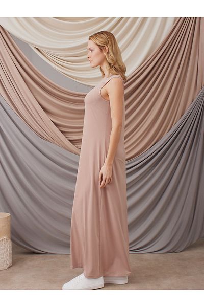 Femple Modest Nude Sleeveless Lingerie Dress - Sleeveless Dress Layer