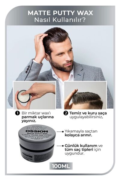 Morfose Mat Görünümli Orta Tutuşlu Ossion Flexible Hold Putty Kremsi Mat Wax ...