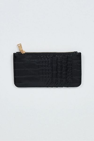 The Noir Leather Miami Zippered Women's Black Card Holder Wallet