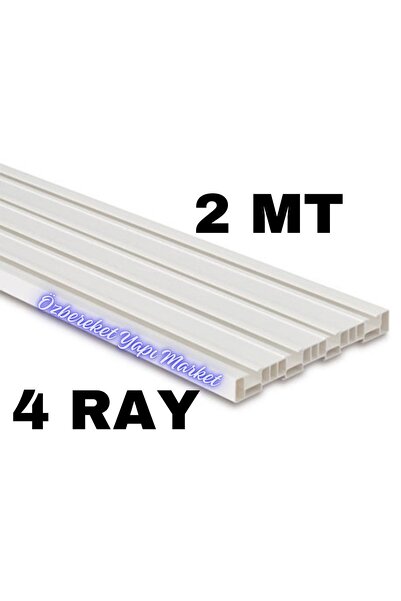 özbereketyapimarket 4 Ray Perde Rayı 4 Lü 2 Metre 4 Raylı Korniş Dörtlü Korni...