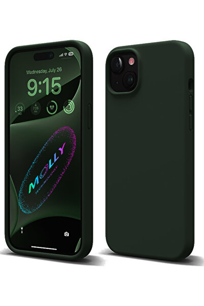 Molly iPhone 14  Uyumlu Kıbrıs Yeşili Liquid İçi Kadife Silikon Kılıf
