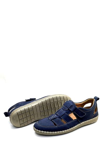 grado Men's Genuine Leather Sandals - Foldable Orthopedic, Oversize, Navy Blue 1253