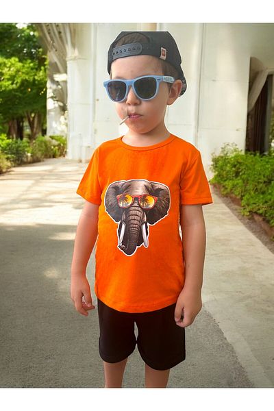 patriko tekstil Savana Animal Cool Nursery Shorts and T-Shirt Set for Unisex Kids - Set of 2 Cotton Combed Cotton