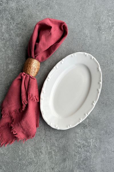 porselenden Lianna Cream 2-Piece 20 cm Small Size Premium Porcelain Breakfast Presentation Boat Plate Set