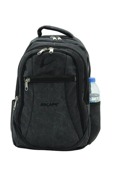 ESCAPE Unisex Black Canvas Fabric Outdoor Backpack with Laptop Compartment 307