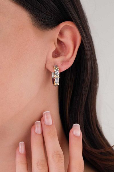 LUCİ LONTANE Double Colored Waterway Stone Detailed Earrings
