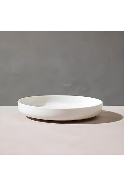 porselenden Modern Cream 24 Cm Large Size Porcelain Salad Bowl Presentation Serving Plate