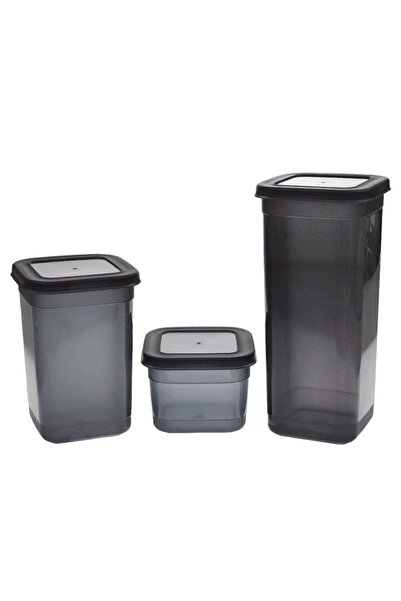NESS AVM Anthracite Organizer 3 Size Storage Container Set with Leak Proof Lid Set of 3 (0.60 Lt +1.30 Lt +1.90 Lt)