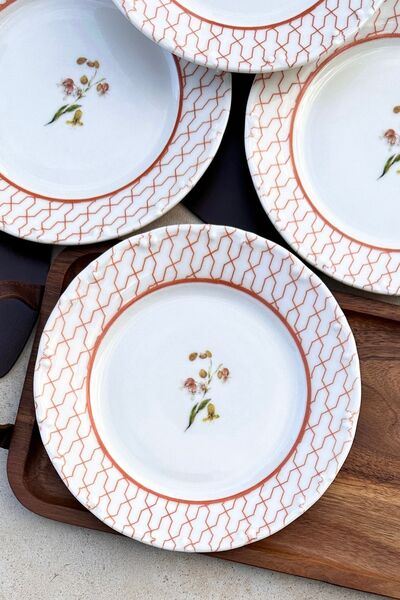 porselenden Pastisserie 6-Piece 19 cm Special Design Premium Porcelain Floral Cake Plate Set