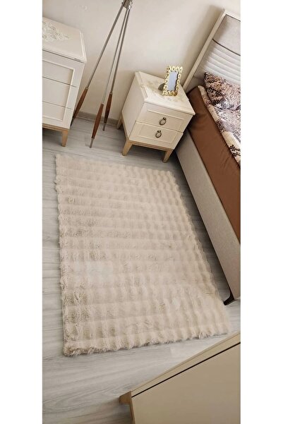 Dekorenti MAHİR Halı Puffy Bubble Tavşan Tüyü Kaymaz Makinede Yıkanabilir Sal...