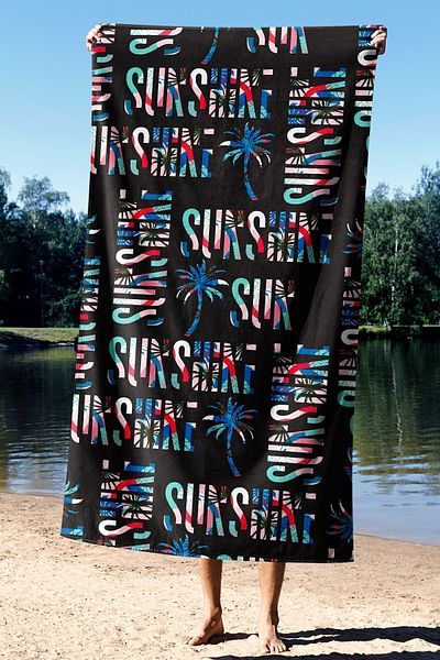 Sozakko Sunshine Black Unisex Sea Bath Beach Towel