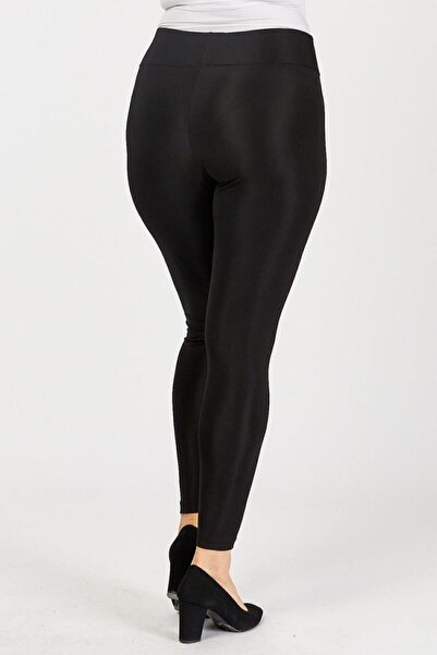 Mooi XXL Γυναικείο μαύρο γυαλιστερό καλσόν