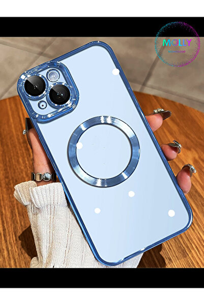 Molly iPhone 14 İçin Mavi Lens Koruyuculu CD Silikon Kılıf