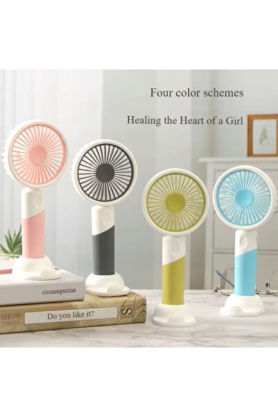 Hoala Hoala Masaüstü Usb Şarjlı Vantilatör, 3 Kademeli Soğutucu Mini El Fanı, Ultra Sessiz (PEMBE RENK)