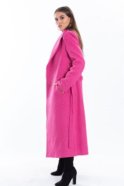 GiyinGo Belted Fuchsia Stamp Coat