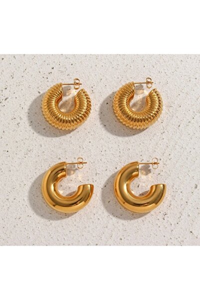 monalisatoka Kadın Gold 2'Li Küpe Seti