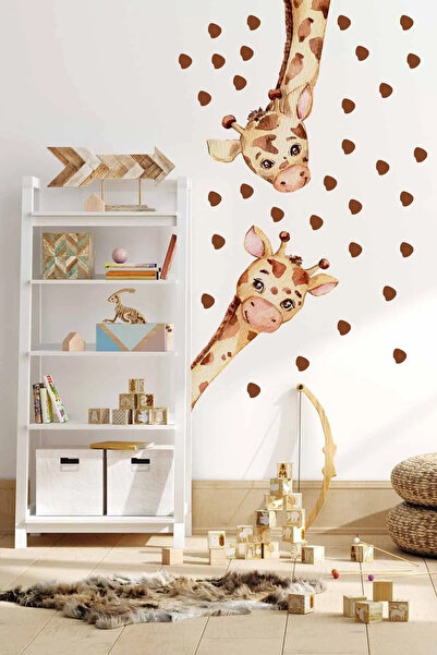 KT Decor ملصق حائط لغرفة الأطفال من عائلة الزرافة Safari World