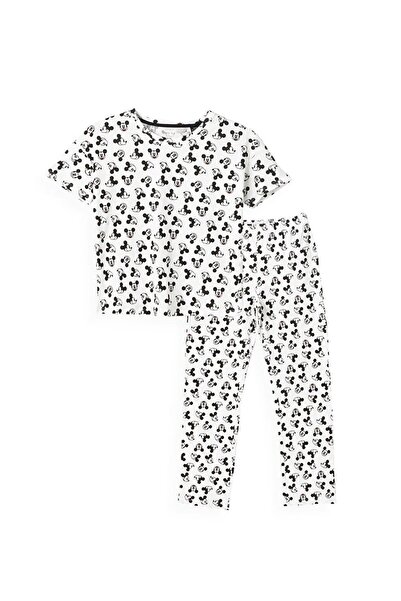 LC Waikiki LCW DREAM Crew Neck Mickey Mouse Printed Short Sleeve Women's Pajamas Set