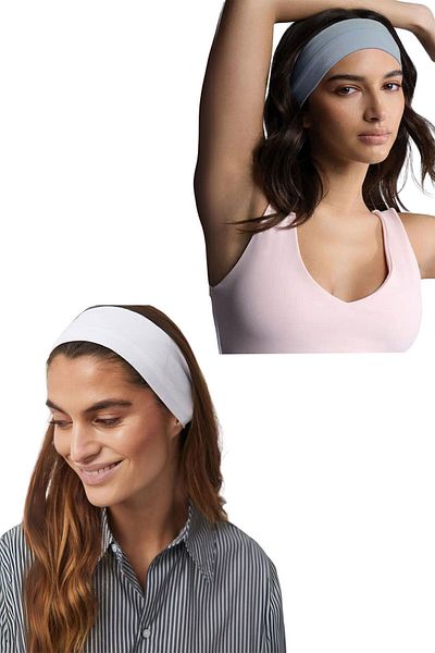 Salvia Dione 2-Piece Combination Hair Band for Women and Men Yoga Pilates Sportsman - Light Blue & White