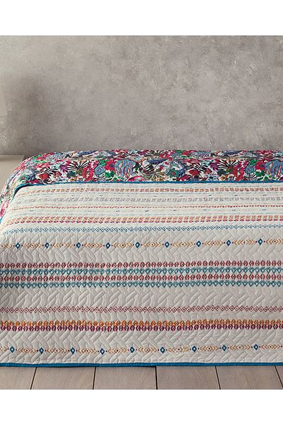 English Home Flower Frenzy King Size - Μωβ κάλυμμα πολλαπλών χρήσεων
