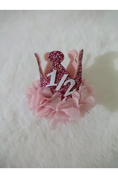 damlakids 1 Yaş Doğumgünü Tacı Pudra 1/2 Yarım Ay Parti Şapkası