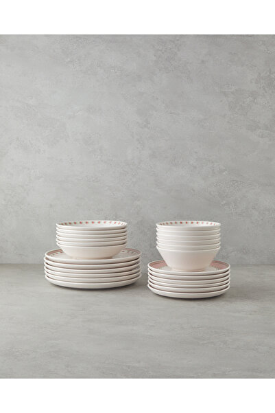 English Home Cloves Seramik Yemek Takımı 24 Parça 6 Kişilik Pembe