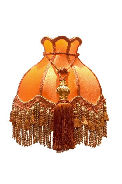 Dekovien Kiremit Renk Kadife Lambader Kahve Ahşap Ayak Vintage LM01298