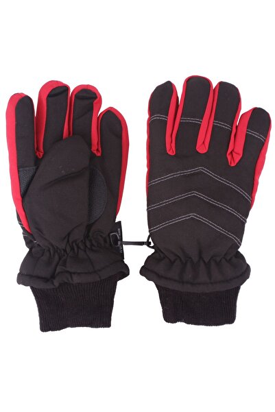 İşnar Erkek Çocuk Kar Eldiven 4-7 Yaş Siyah Kırmızı Model 39842-42214