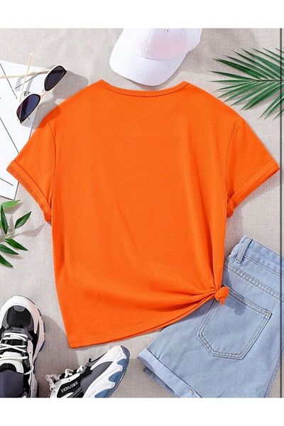 YUNAYT Tricou pentru copii cu imprimeu Orange Naughty Cats