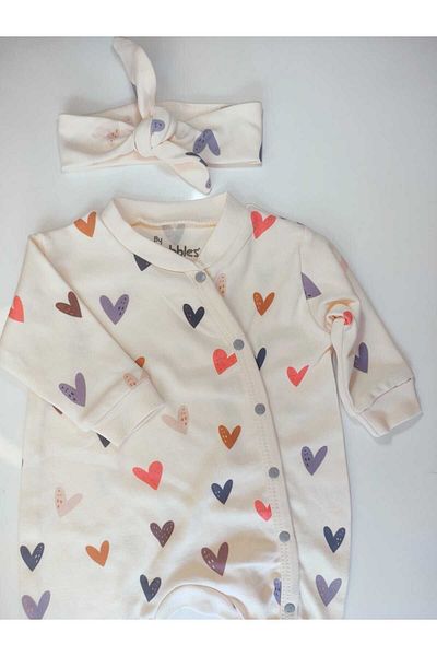 by bubbles 100% Cotton Baby Girl Jumpsuit (with heart)