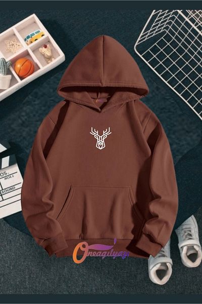 oneagılyazı Men's Sweatshirt - Deer Printed Hoddie