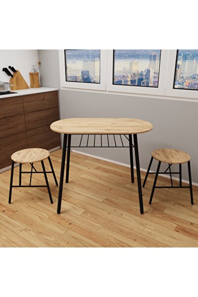 eportatif Masa Sandalye Takımı Atlantik Çam Oval Mutfak Masası Tabure Takımı ...