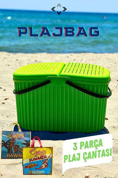 LİGROUND BEACHBAG - 30 LT Σκληρή Πλαστική Τσάντα Παραλίας 3 τεμαχίων, Πικ-νικ/Καλάθι Παραλίας 2 τμχ