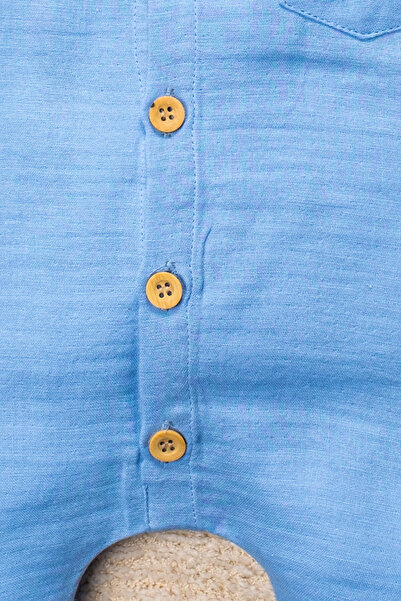 Mai Perla Organic Cotton Jumpsuit with Muslin Fabric - Wooden Button and Pocket