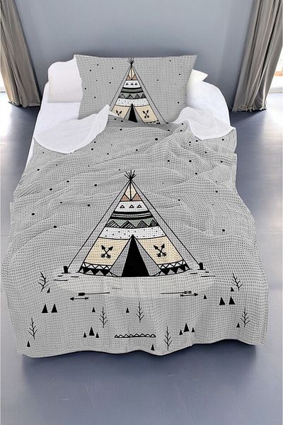 CAPRİCE HALI Scandinavian Tent Patterned Single Pique (With Pillow Case)