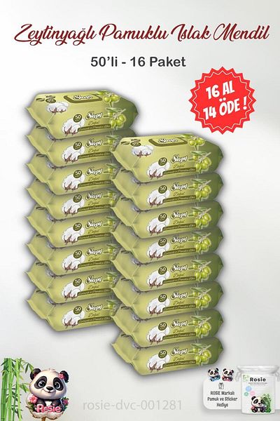 Sleepy Buy 16 Pay 14 Sleepy Natural Olive Oil and Cotton Wet Baby Towels 50's and Rosie