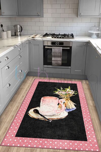 CAPRİCE HALI Flamingo Fincanlı Desenli Mutfak Halısı