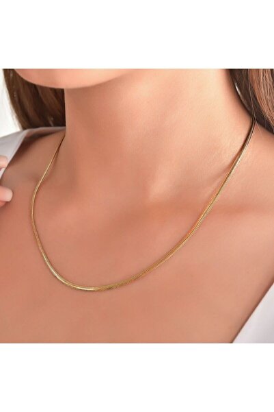 Nisanur Altın 14 Ayar İtalyan Balıksırtı Ezme Kolye