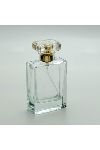 FERDEN FERDA 20 Adet Boş Cam Parfüm Şişe, 50 Ml, Dolgulu Kare Model, Şeffaf