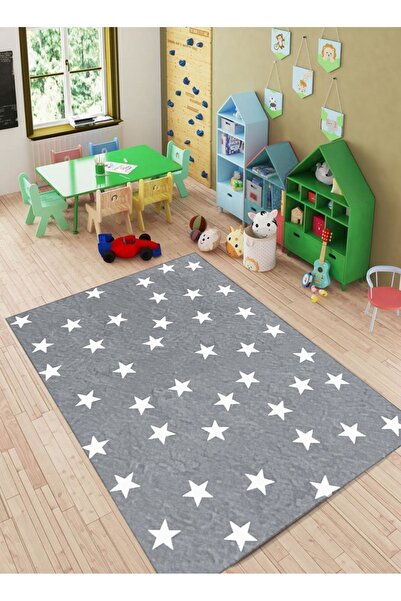 Bebişim Halı Yıldız Gri Desenli Çocuk Odası Halısı