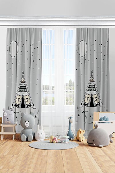CAPRİCE HALI Iskandinav Çadır Çift Kanatlı Çocuk Odası Fon Perde
