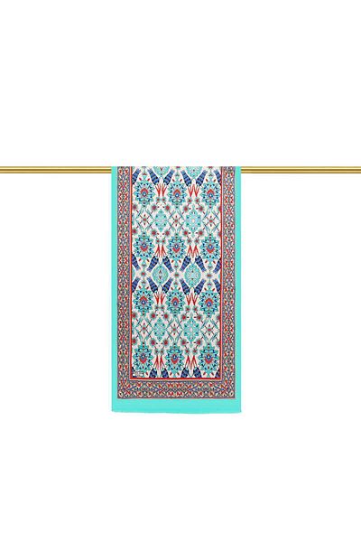 Bursa İpek Green Tulip Patterned Narrow Silk Scarf