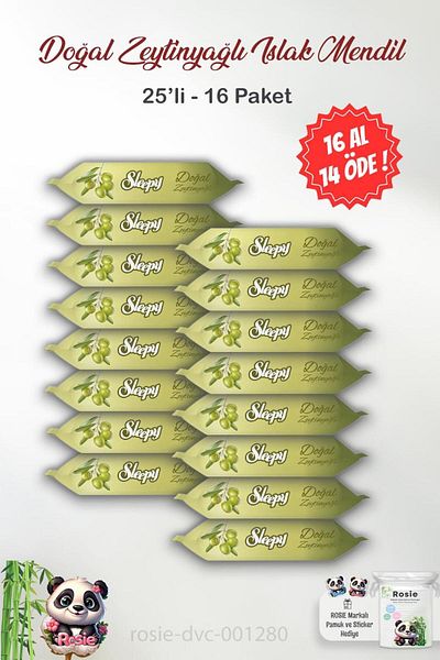 Sleepy ROSIE Cotton Wet Wipes 25 Pack - Sleepy Natural Olive Oil