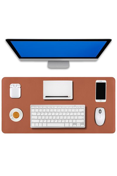 Lord Mountain 70x30LLeatherMousePad - Comfortable and Reversible Coffee Color Office TableMatDesk Mat