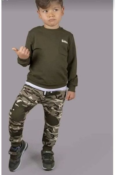 MGD Boy's Camouflage Soldier Sweatshirt Tracksuit Bottom Top Set-Khaki Green